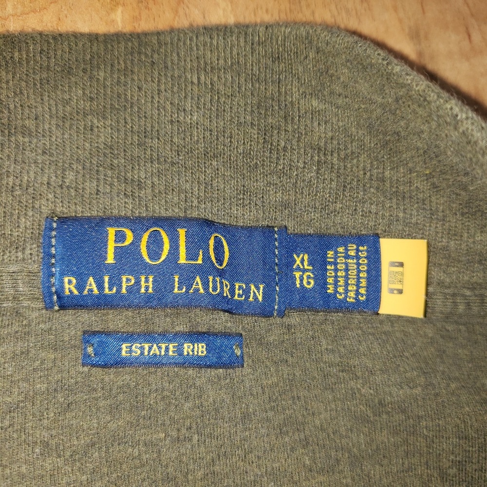 Polo Ralph Lauren Estate Rib Quarter Zip Sweater Mens Green Size XL Pullover - Picture 8 of 11